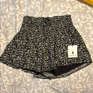 Whiteroom + Catcus- Black Floral High Waist Shorts